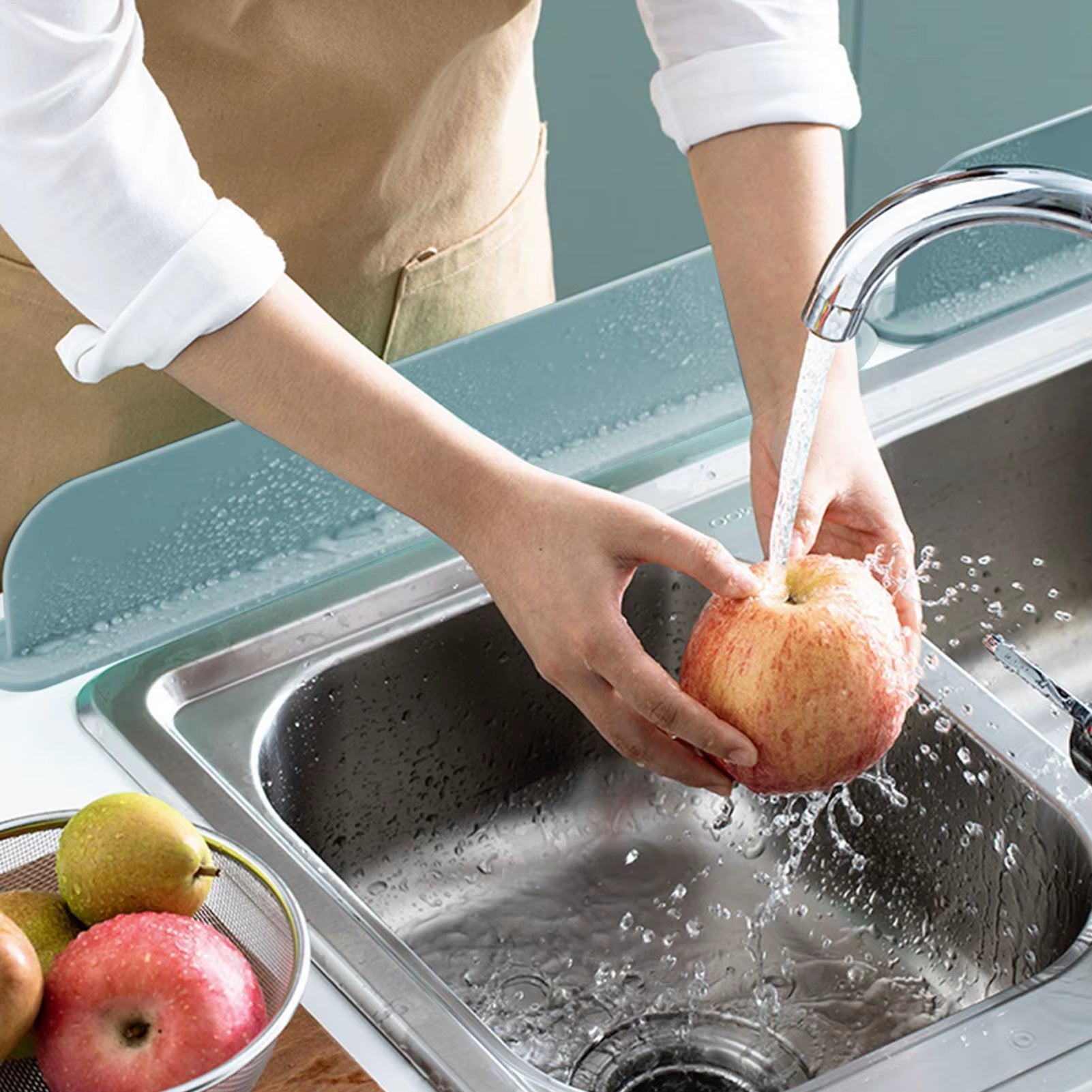 Silicone Sink Baffle Kitchen Splash Guard Household Non Slip Water Barrier for Washing Dishes and Vegetables Adhesive Partition