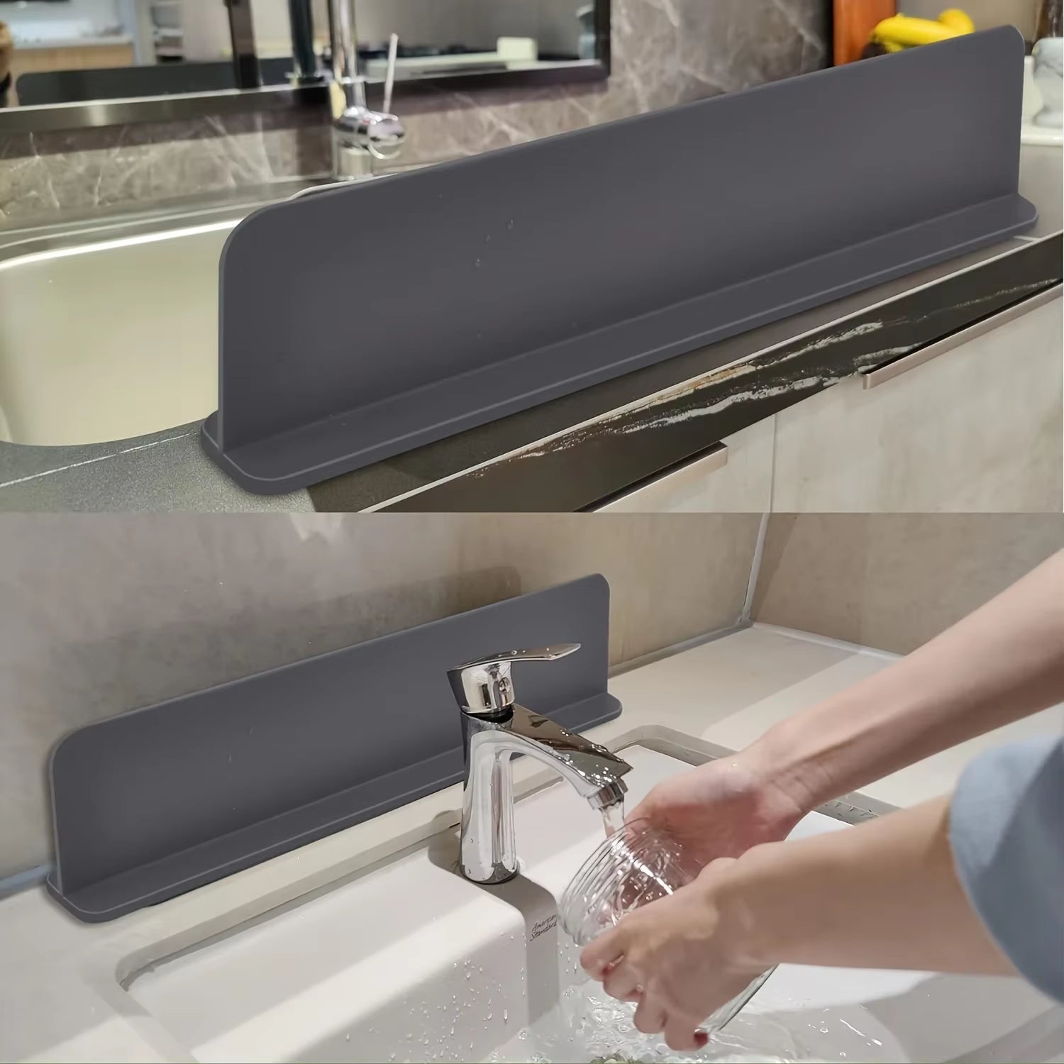 Silicone Sink Baffle Splash Guard Protect Cloth from Splashing Water Baffle Splash Protector for Washing Dishes Faucet Bathroom