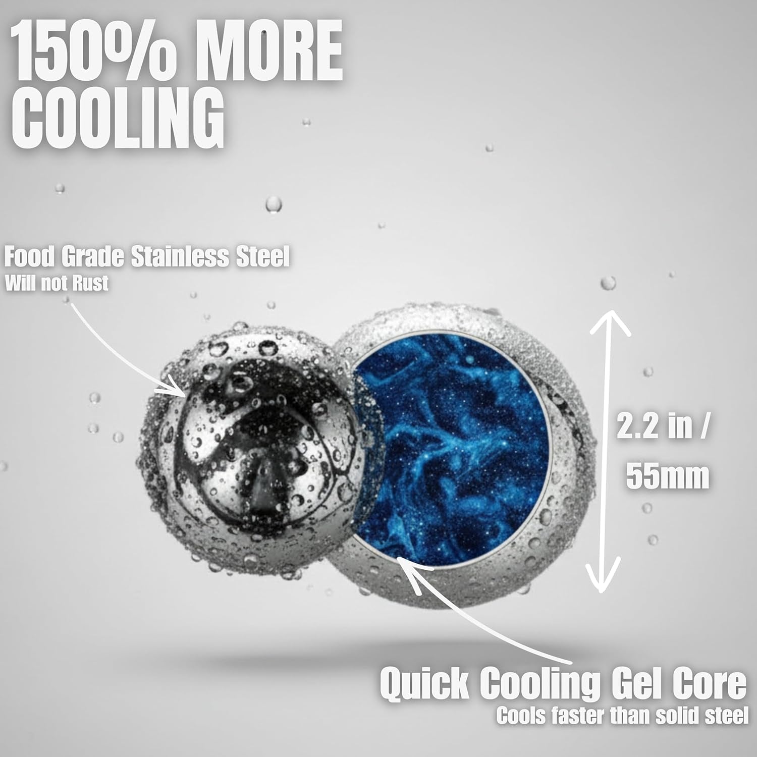 2 XL Frozen Coffee/Espresso Ball | Extract Chilling Tool with Stand & Pouch|2.6X Bigger (2.2"/55Mm) Stainless Steel Chiller Ball/Ice for Better Espresso/Iced Coffee (NOT Solid)(Removable Stand)